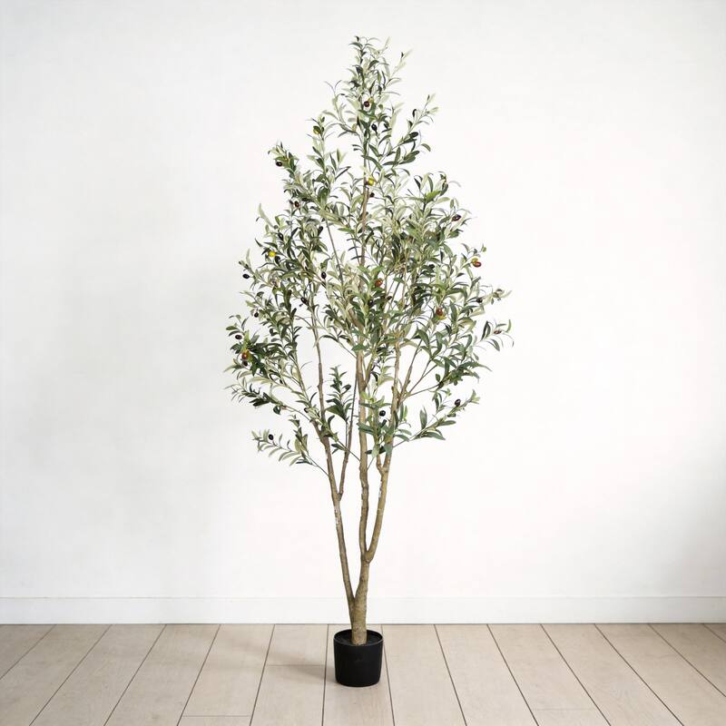 7" Artificial Olive Tree in Black Plastic Pot, 1pc/set