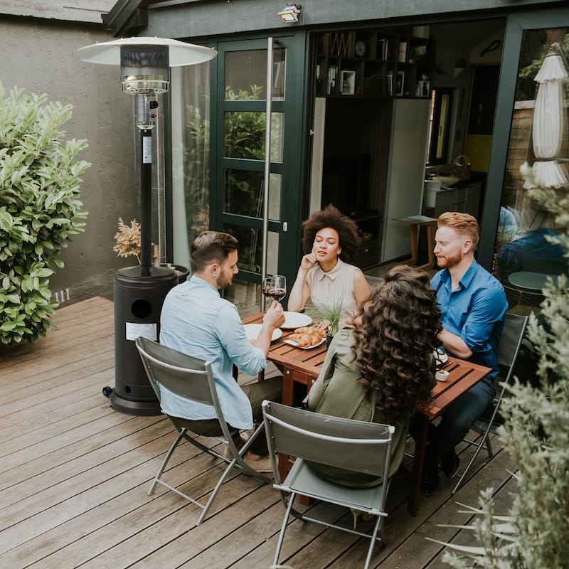 46,000 BTU Iron Brown Propane Gas Patio Heater with Wheels and Cover