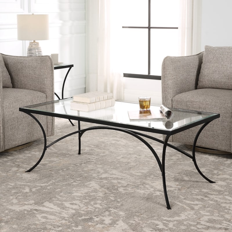 Tempered Glass Coffee Table - 48" - Black and Clear