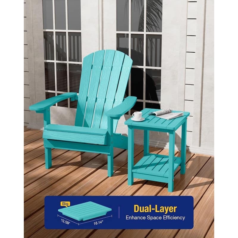 WINSOON HIPS All Weather 2 Layer Outside Table Adirondack Square Side Table