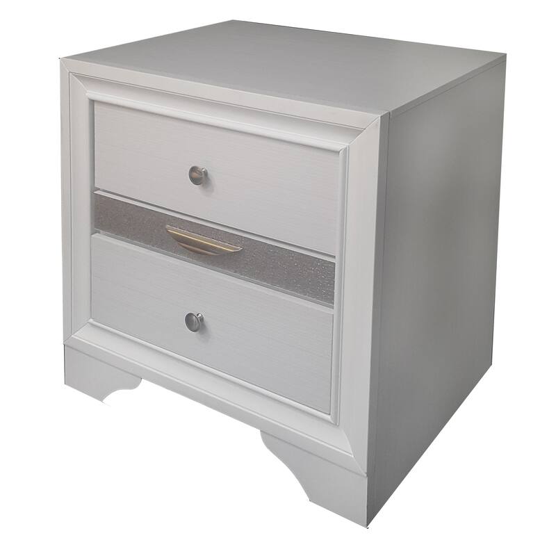 Elegant White Nightstand with Drawers and Jewelry Storage, Compact Design for Bedroom or Living Room - White
