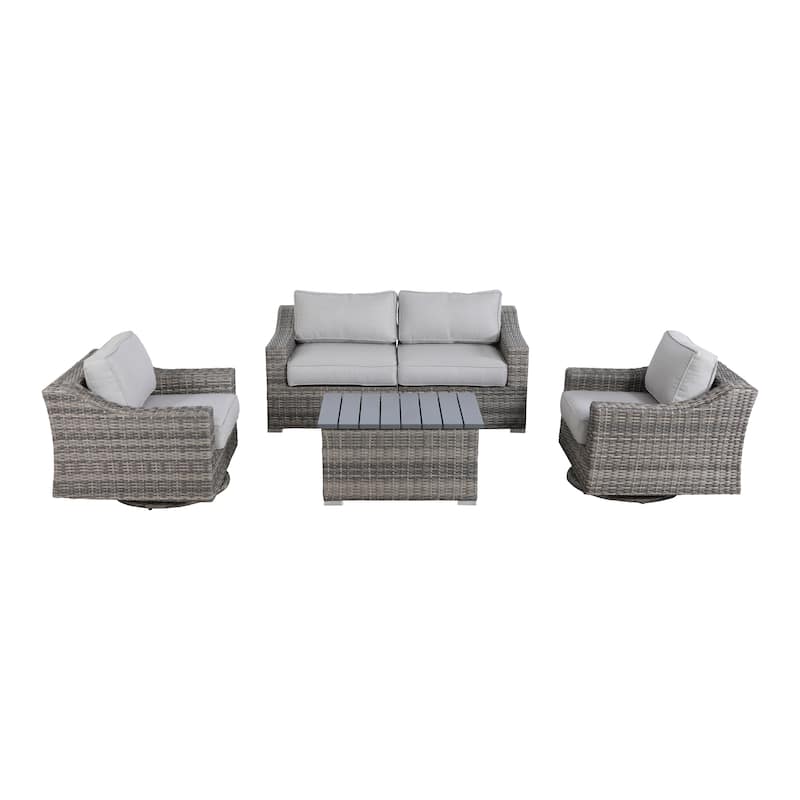 LSI Swivel Rocker Grey 5 Piece Sectional Seating Group With Cushion