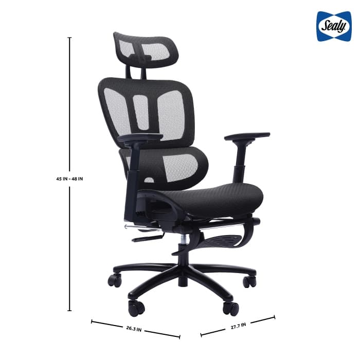 Sealy® Huxley Mesh Swivel Office Chair with Adjustable Headrest