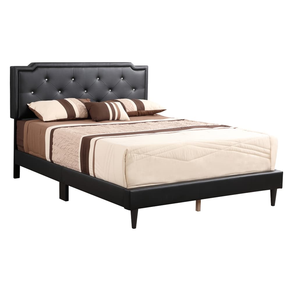 Full Size PU Tufted Platform Bed with Adjustable Headboard