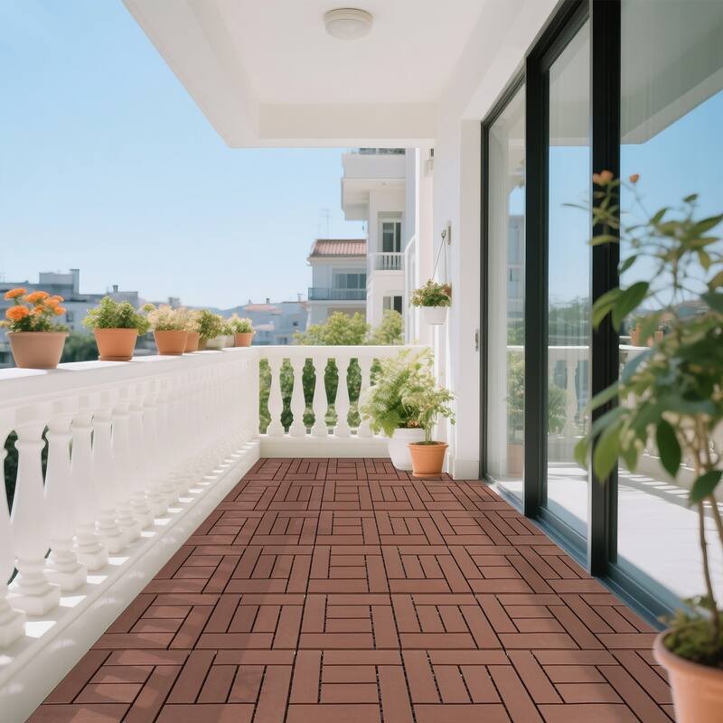 12-inch ZZ style interlocking deck tiles, DIY modular interlocking decking floor tiles, indoor and outdoor, 44pcs
