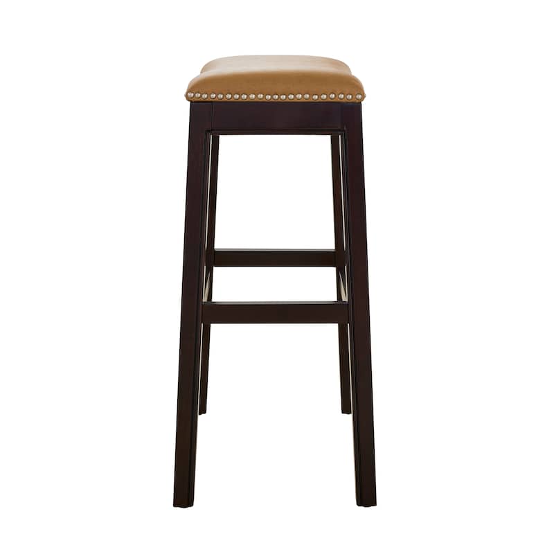 Julian 31" Espresso Bar Stool with Tan Faux Leather seat