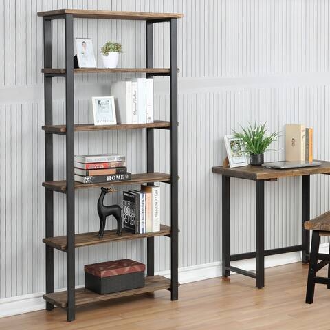Carbon Loft Lawrence 5-shelf Metal and Solid Wood Bookcase