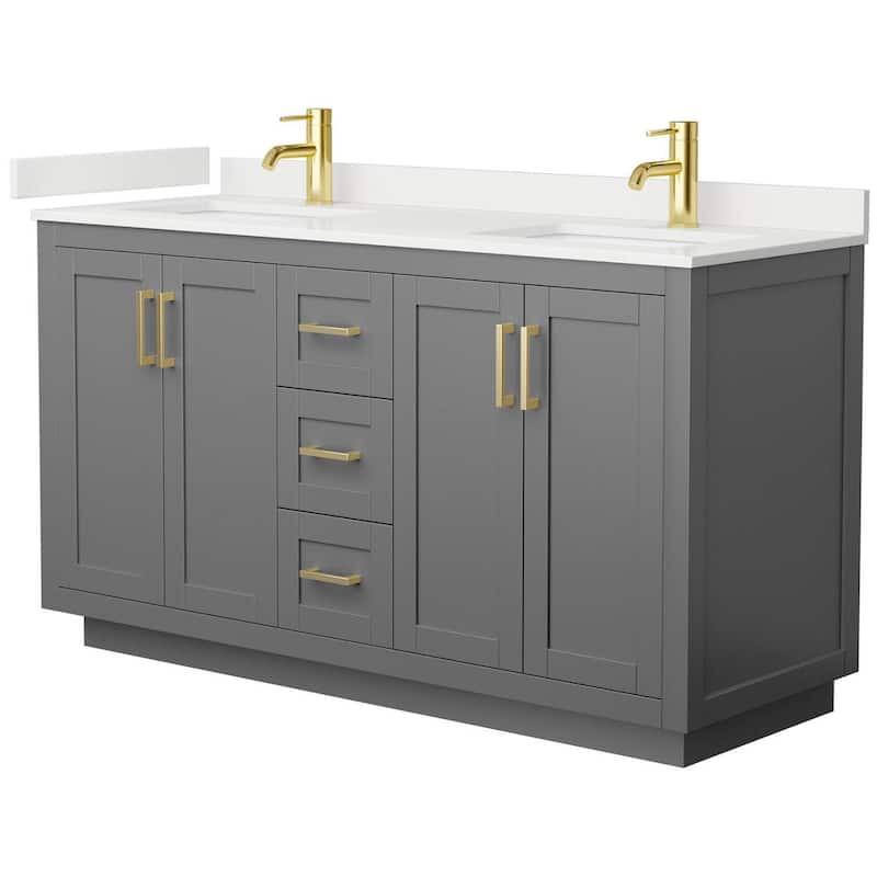 Wyndham Collection WCF292960D-QTZ-UNSMXX Miranda 60" Free Standing - Dark Gray / White Quartz Top / Brushed Gold