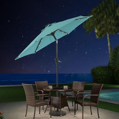 7.5 ft. Steel Market LED Light Tilt Patio Umbrella Without Base