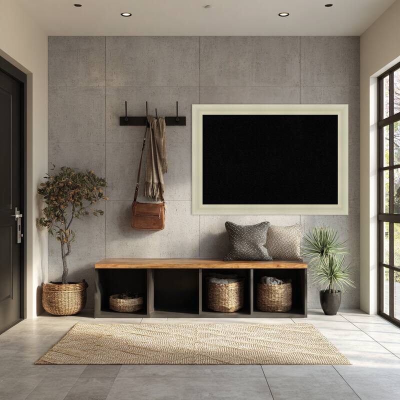 Oliver Warm Silver Wood Framed Cork Board - Bulletin Board, Organization Board, Pin Board