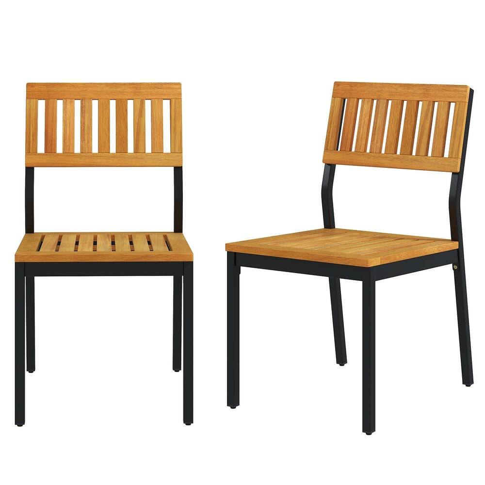 Costway Dining Chair Set of 2 Modern Patio Chairs/Acacia Wood - See Details