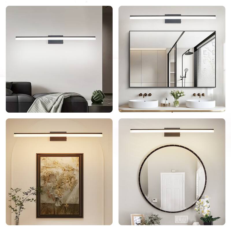 39 Inch Modern LED Bathroom Vanity Light,Sleek Black Metal Wall Light