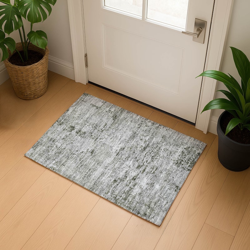 Premium Washable Super Soft Solid Abstract Mayfield Rug - Pewter - 1'8" x 2'6"