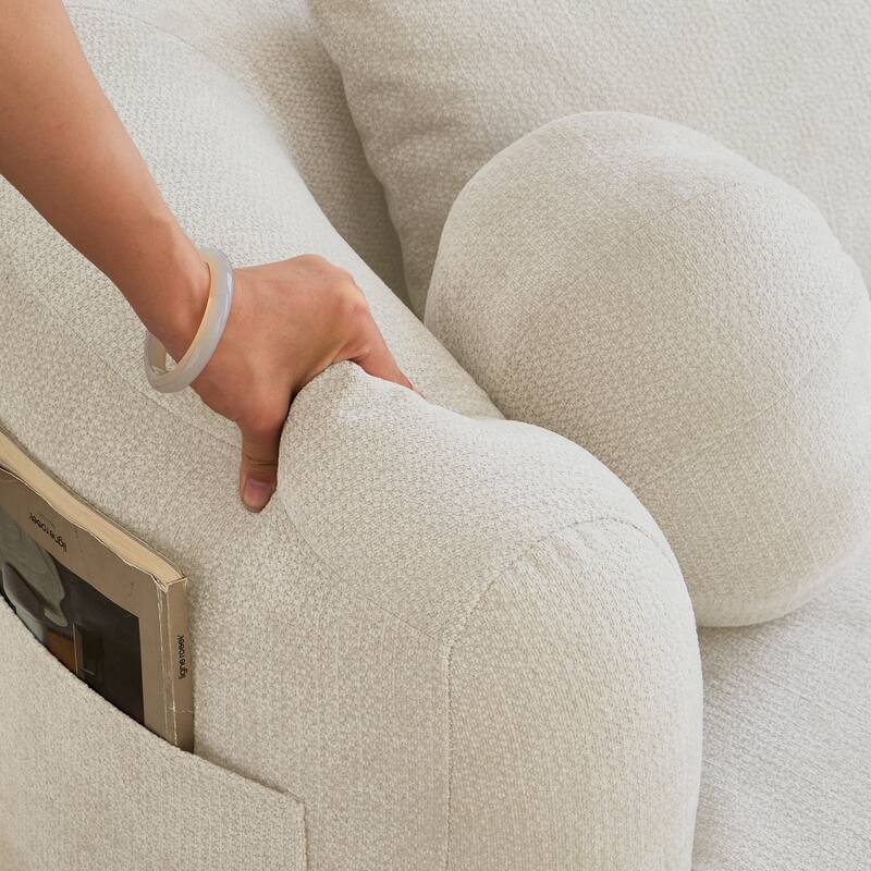 Modern Memory Foam Loveseat with 4 Pillows Chenille Fabric and High-Resilience Sponge, for Living Room, Bedroom, Apartment