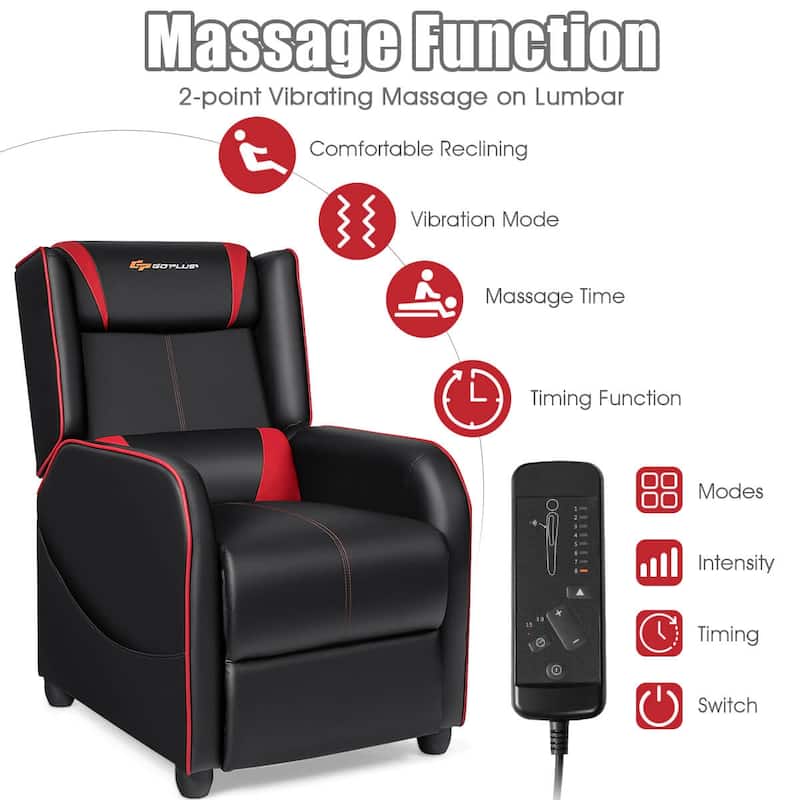 Goplus Massage Gaming Recliner Chair Single Living Room Sofa Home