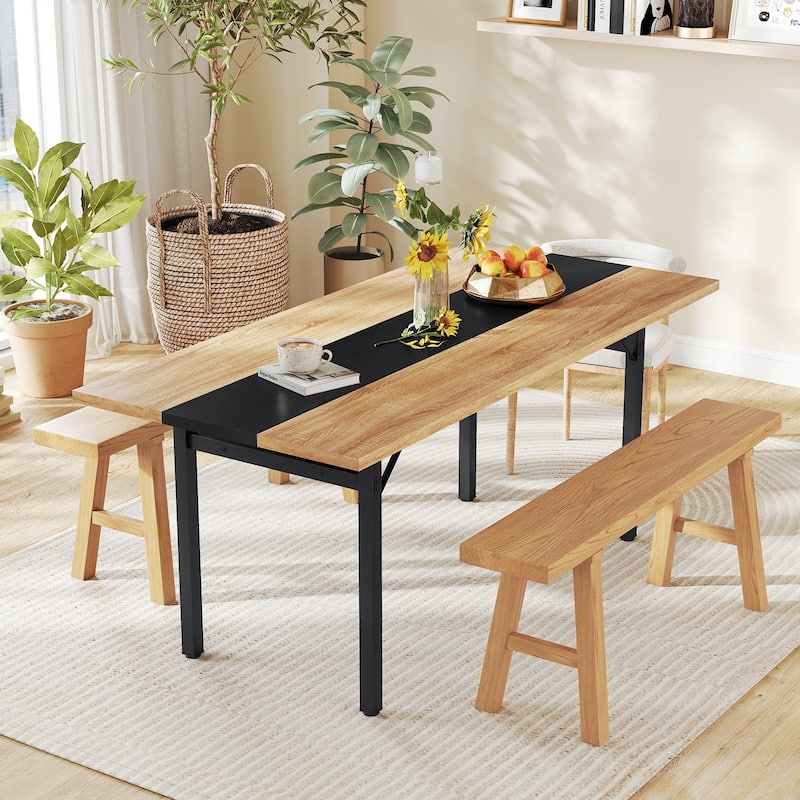 Gymax 71'' Long Large Wood Dinner Table 6 FT Dining Table w/