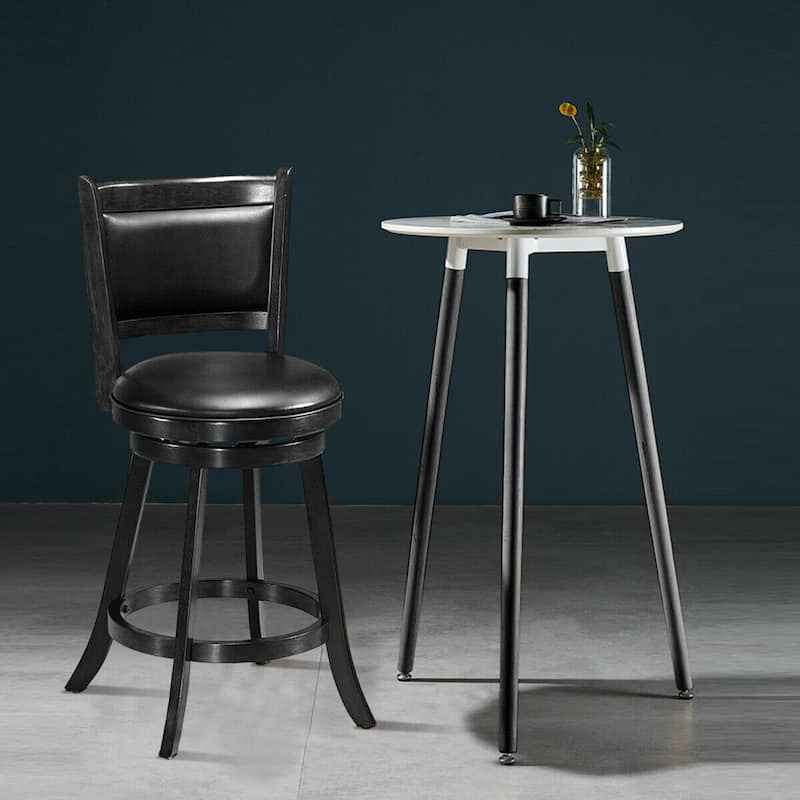 Gymax 2PCS 24'' Swivel Counter Stool Dining Chair Upholstered Seat - See Details