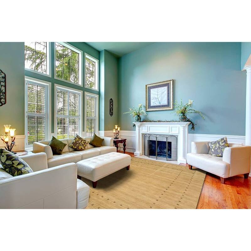 Beige Handmade Wool Transitional Rug, 8' x 10' - Soft Neutral Tones Ideal for Bedroom or Office Decor - L