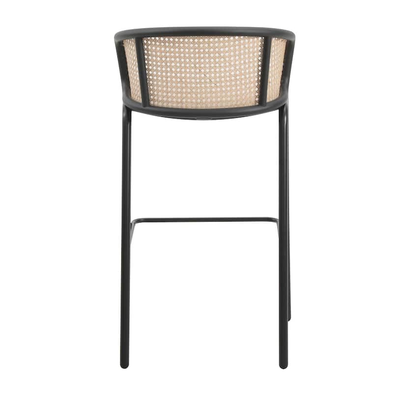 LeisureMod Ervilla Bar Stool with Black Powder Coated Steel Frame Set of 2 - 37"