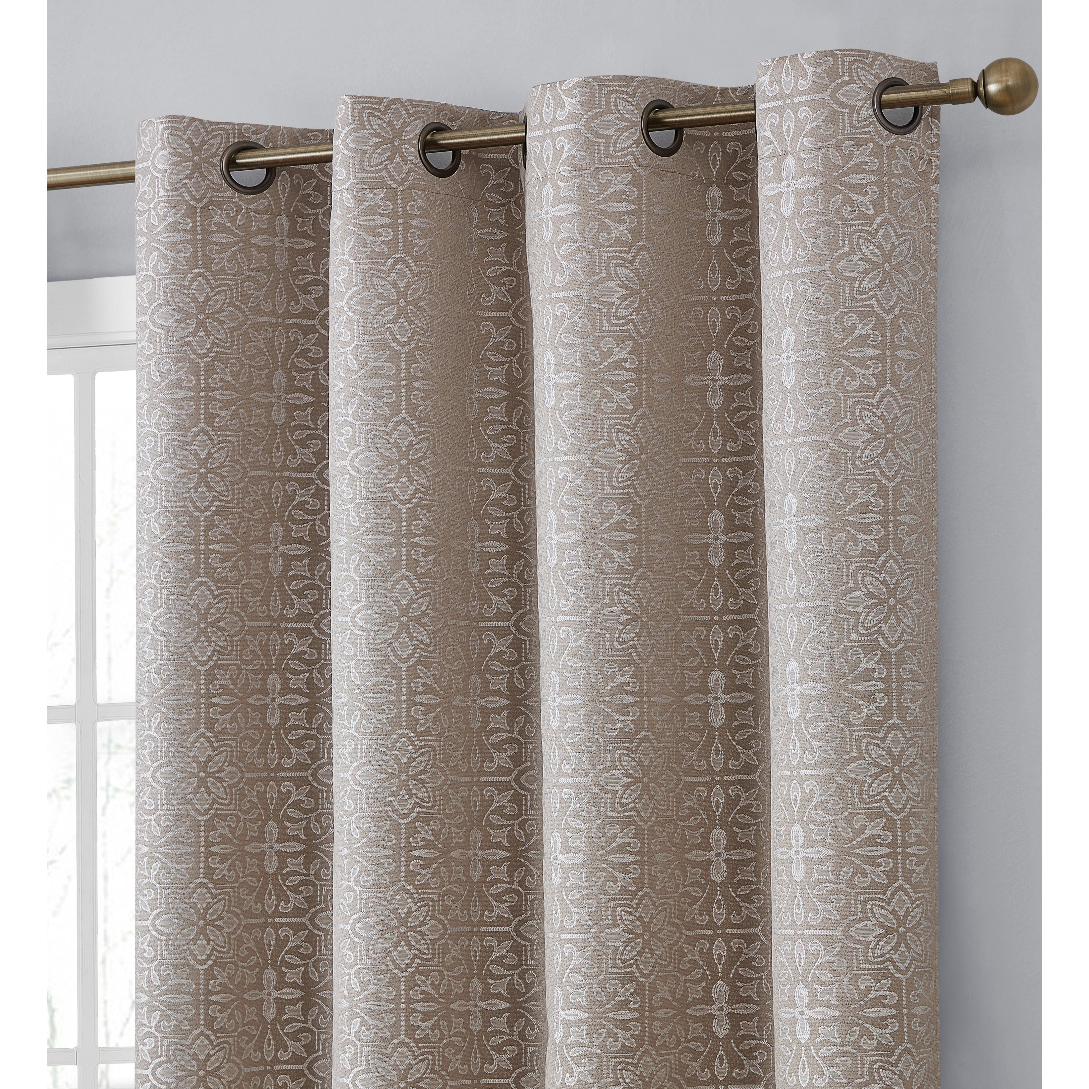 Home & Linens Santiago Tile 100% Complete Blackout Thermal Insulated Heat/Cold/UV Blocking Grommet Curtain Panels - Pair