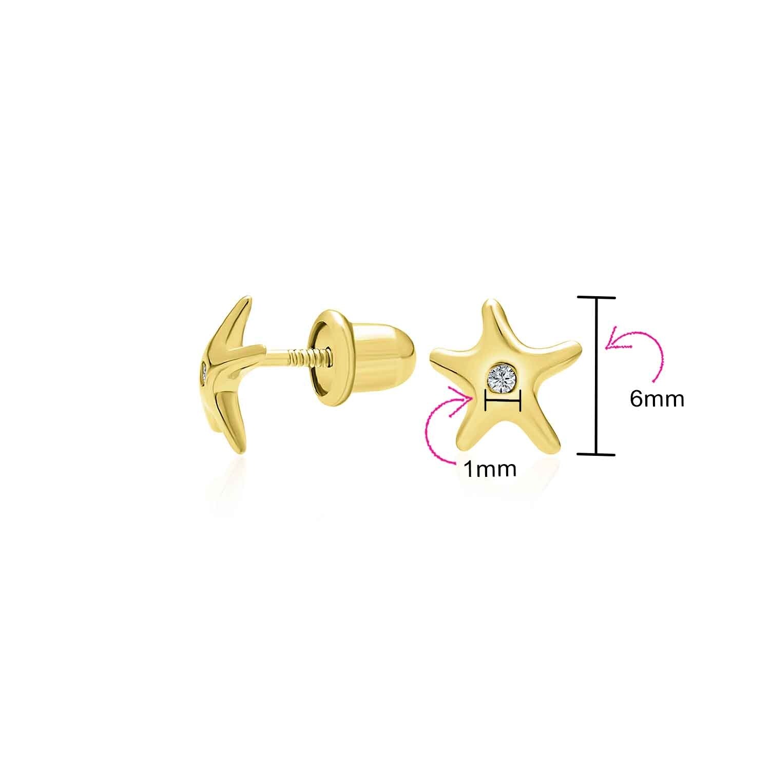 L-11 mm, W-11 mm 14k Yellow Gold Nautical Star Stud Earrings for Women L-11 mm, W-11 mm 14k Yellow Gold Nautical Star Stud Earrings for Women