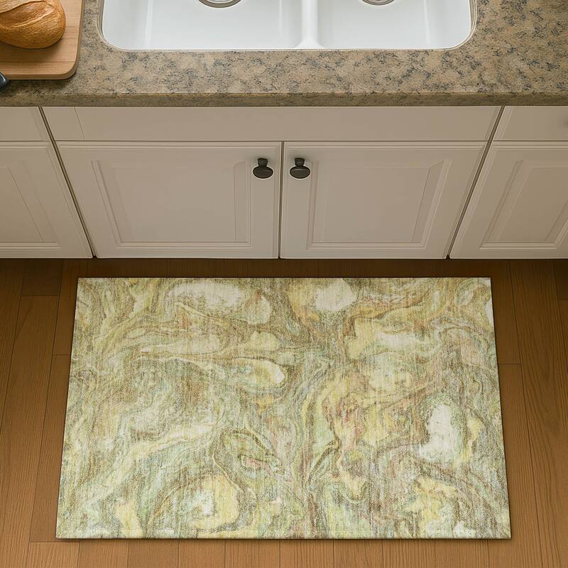 Premium Washable Super Soft Modern Contemporary Mayfield Rug - Gold - 1'8" x 2'6"