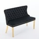 preview thumbnail 4 of 72, Velvet Double Dining Loveseat Bench, 2-Seat Tufted Bench w/Handmade Buttons, Wing Back, Gold-Plated Steel Legs, Single Pack
