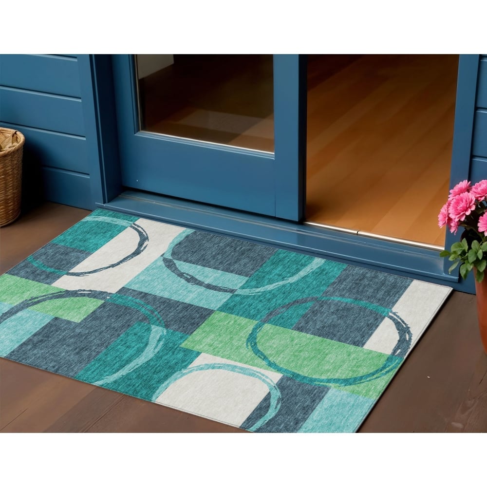 HomeRoots Geometric Modern Rectangle Outdoor Rug