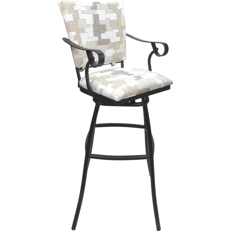 Outdoor Indoor Bar Stool Counter Extra Tall - Jenna Padded Back with Arms - Craftsman Whitelinen - Gray - Extra Tall