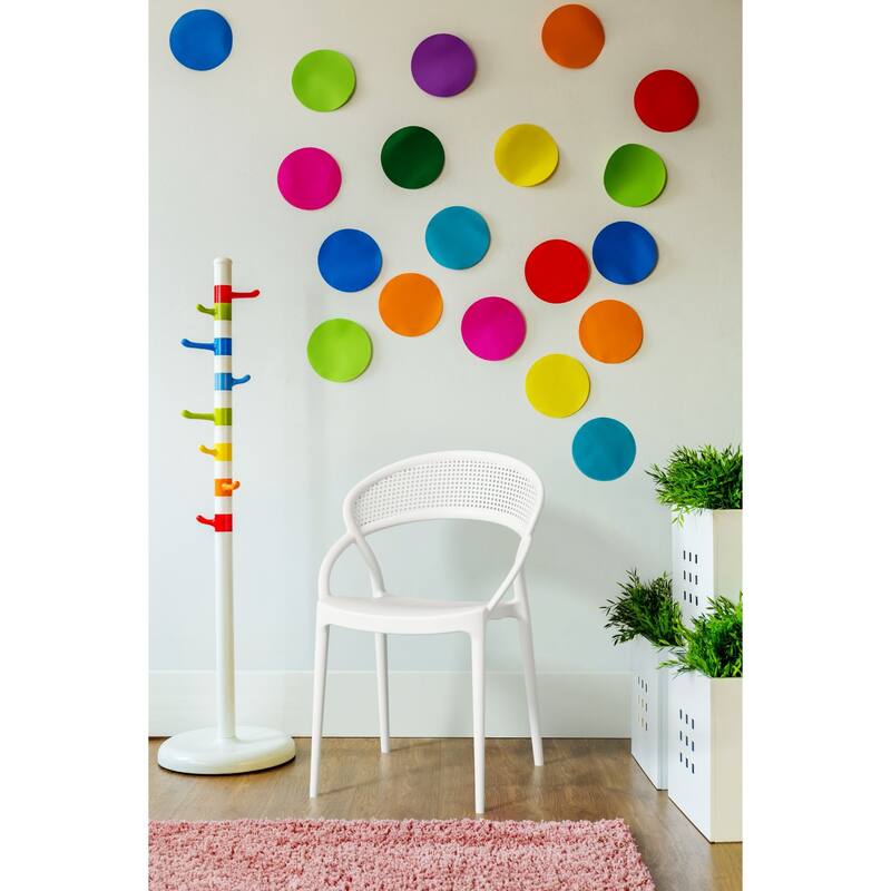 32.25" White Mesh Outdoor Patio Round Dining Chair