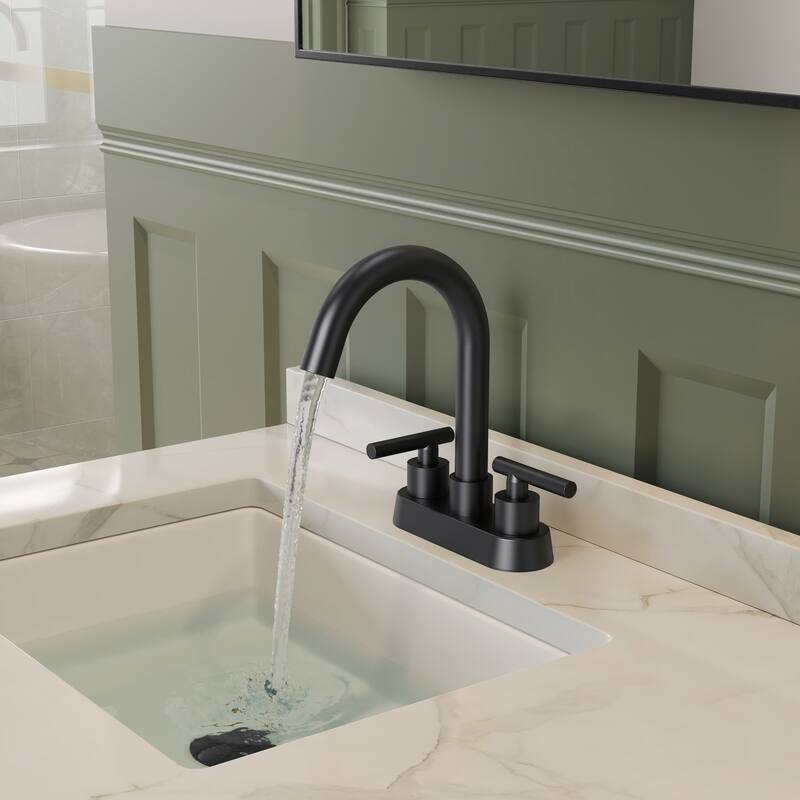 4" Centerset 3 Holes Double Handle 360° Swivel Bathroom Sink Faucet