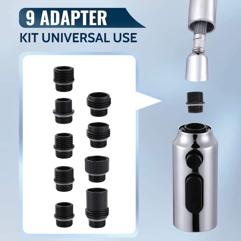 WOWOW Stainless Steel Pull Down Kitchen Faucet Sprayer with 9 Adapters