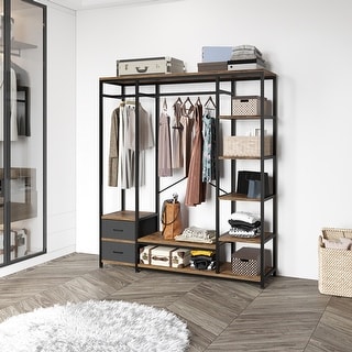 Independent Closet Organizer with Storage Racks and Non-woven Drawers ...