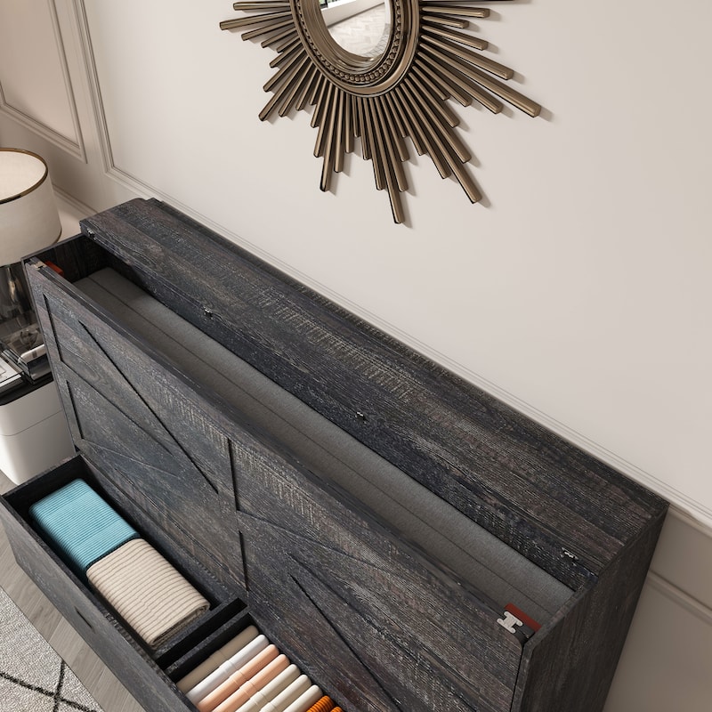 Full Size Foldable Murphy Bed Cabinet with Storage and Charging