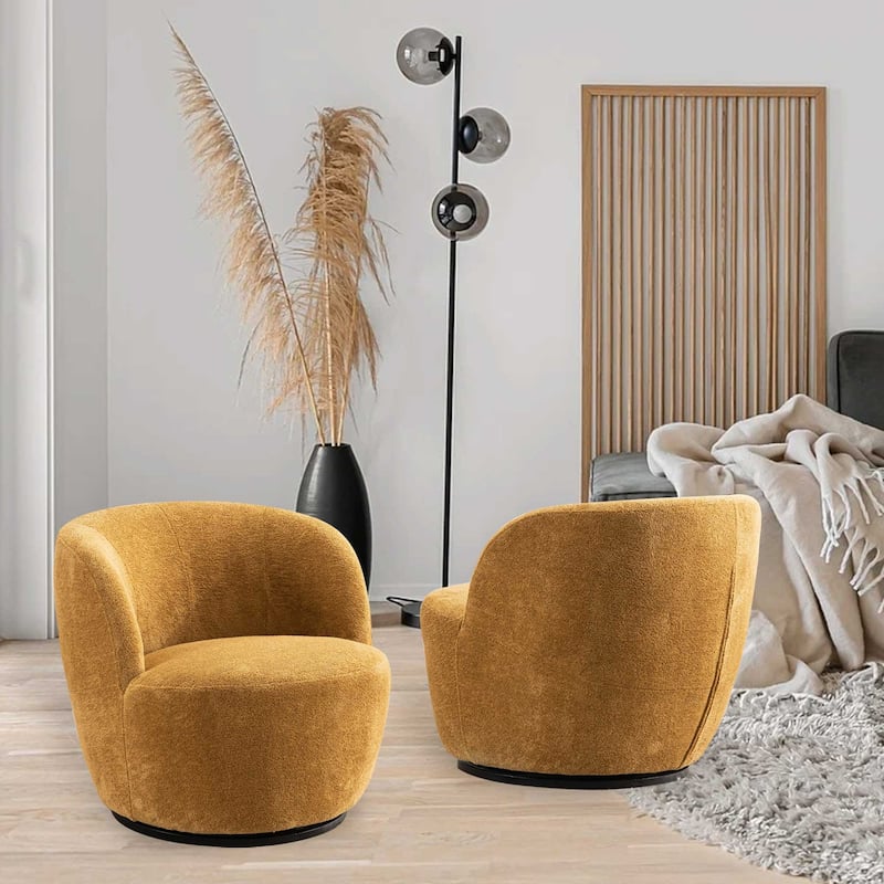 Swivel Accent Chair, Furry Round Barrel Chair