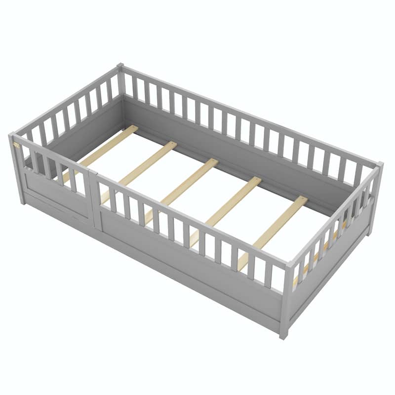 Twin Size Floor bed with super high security barrier For children