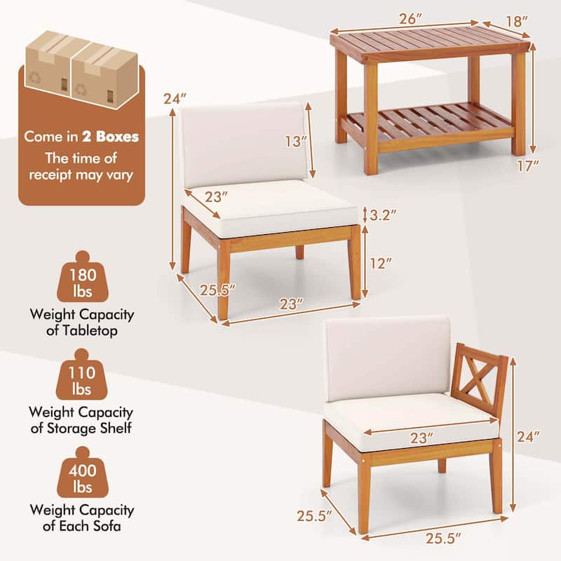 Costway 10 PCS Acacia Wood Patio Furniture Set with Cushions and - See Details