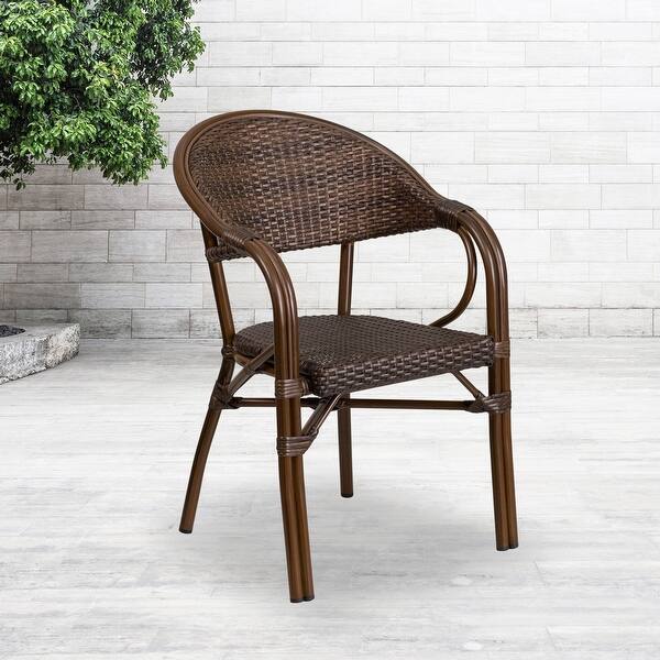 Shop Milano Series Rattan Restaurant Patio Chair With Bamboo Aluminum Frame Overstock 17432762
