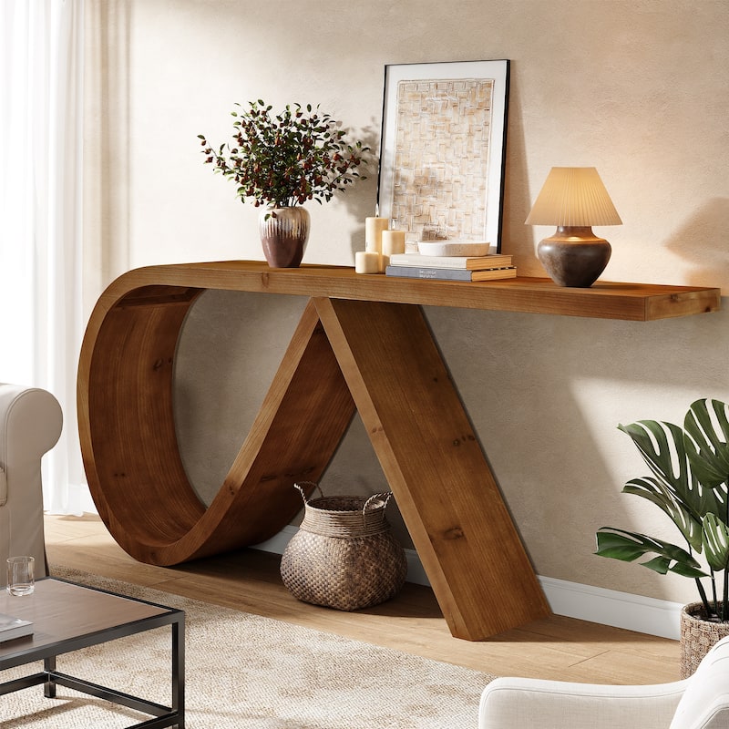 57" Solid Wood Console Table for Entryway, Living Room, Narrow Long Sofa Table - 57.08" L x 11.81" W x 31.5" H