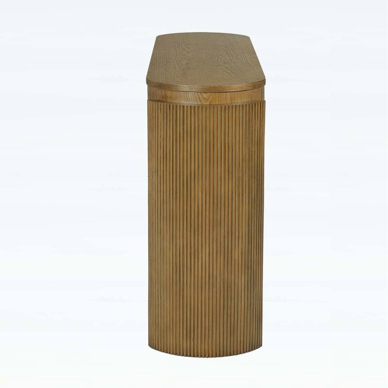 Console Table with Fluted Legs,Oval Top and 2 Drawers for Modern and Elegant Living Spaces