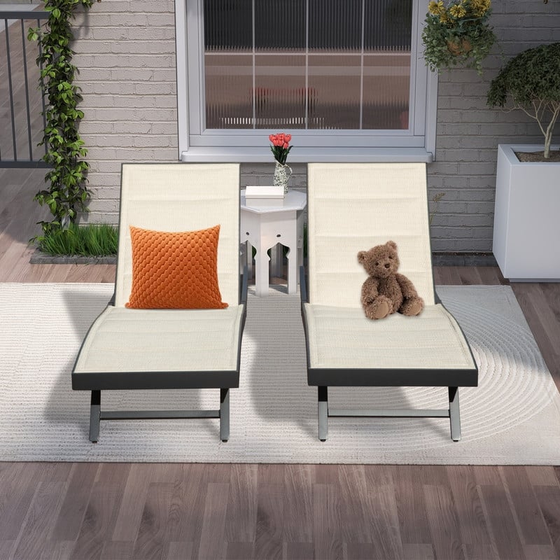 Domi Patio Chaise Lounge Set of 2, Outdoor Lounge Chairs, Aluminum Textilene Pool Lounger