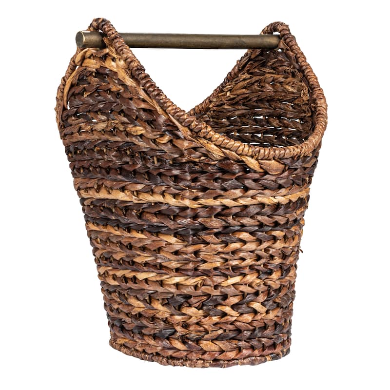 Braided Oval Toilet Paper Basket with Wood Bar