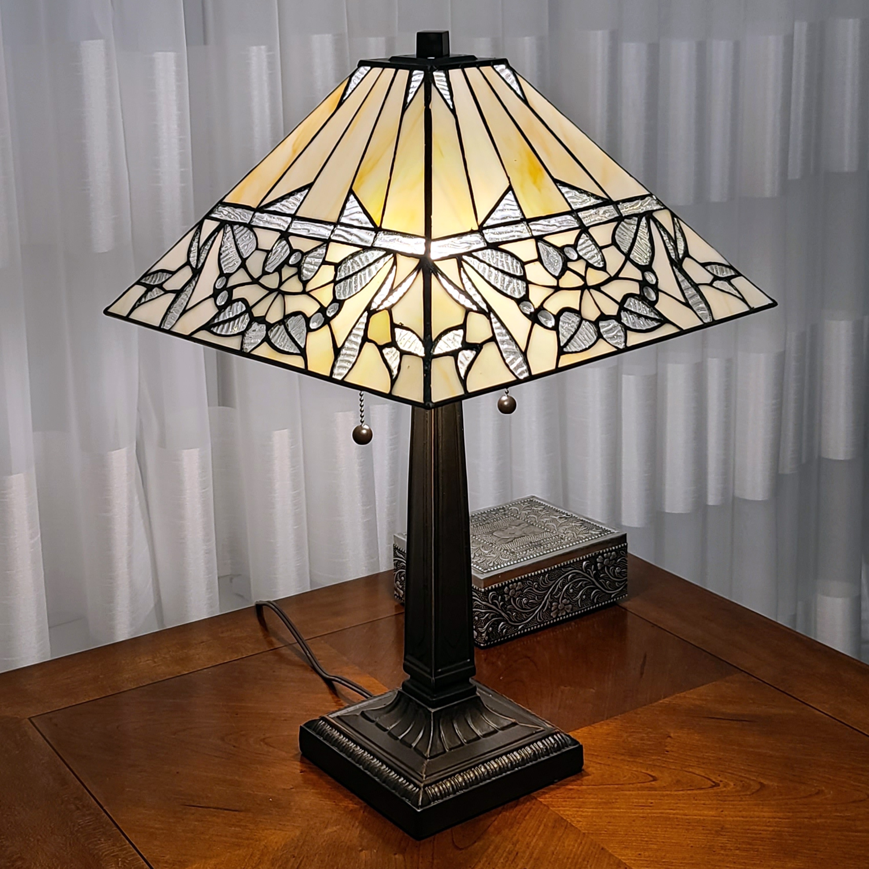 Mission style stained glass chandelier on sale