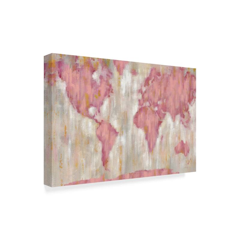 Silvia Vassileva 'Blushing World Map V2 Crop' Canvas Art