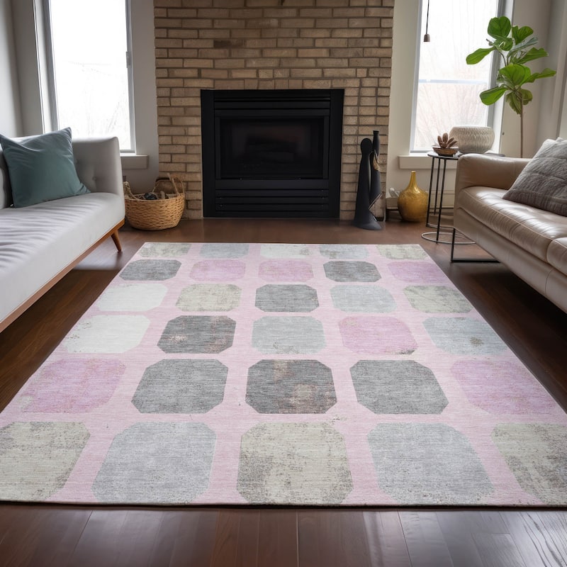 Machine Washable Indoor/Outdoor Casual Contemporary Chantille Rug