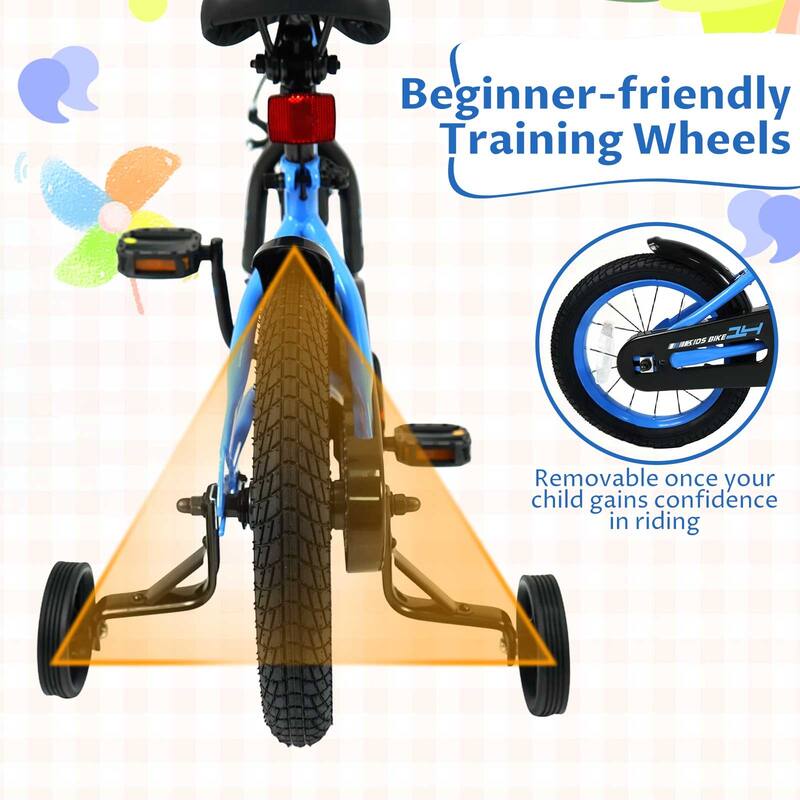 Costway 14" Kids Bike with Removable Training Wheels Adjustable Seat & - See Details
