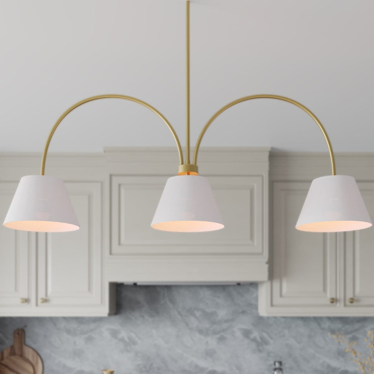 Acroma 3-Light Linear Chandelier Hanging Light with Fabric Shade