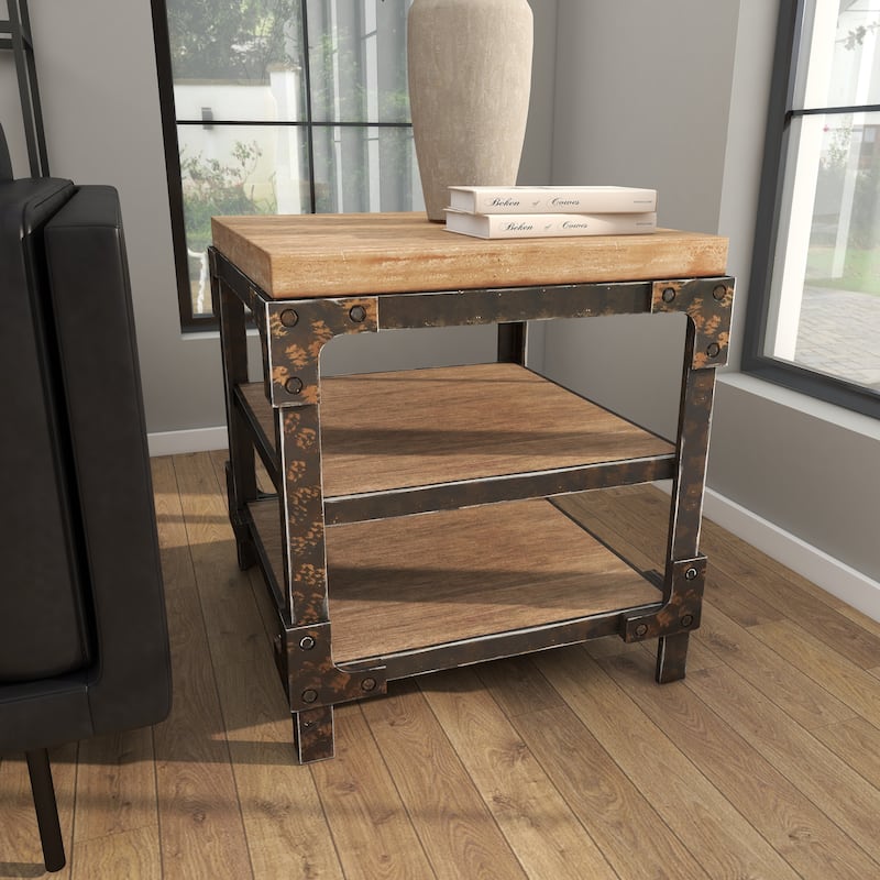 Wood 2 Shelf Accent Table - Brown - Roche River Decor