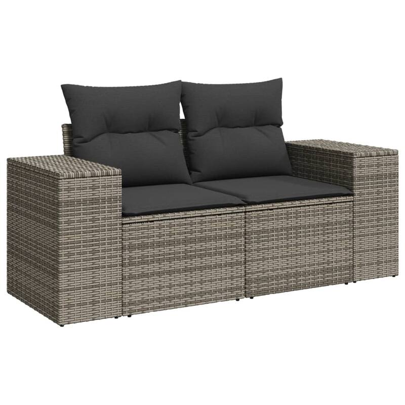 vidaXL Patio Sofa Set with Cushions Outdoor Conversation Furniture Poly Rattan