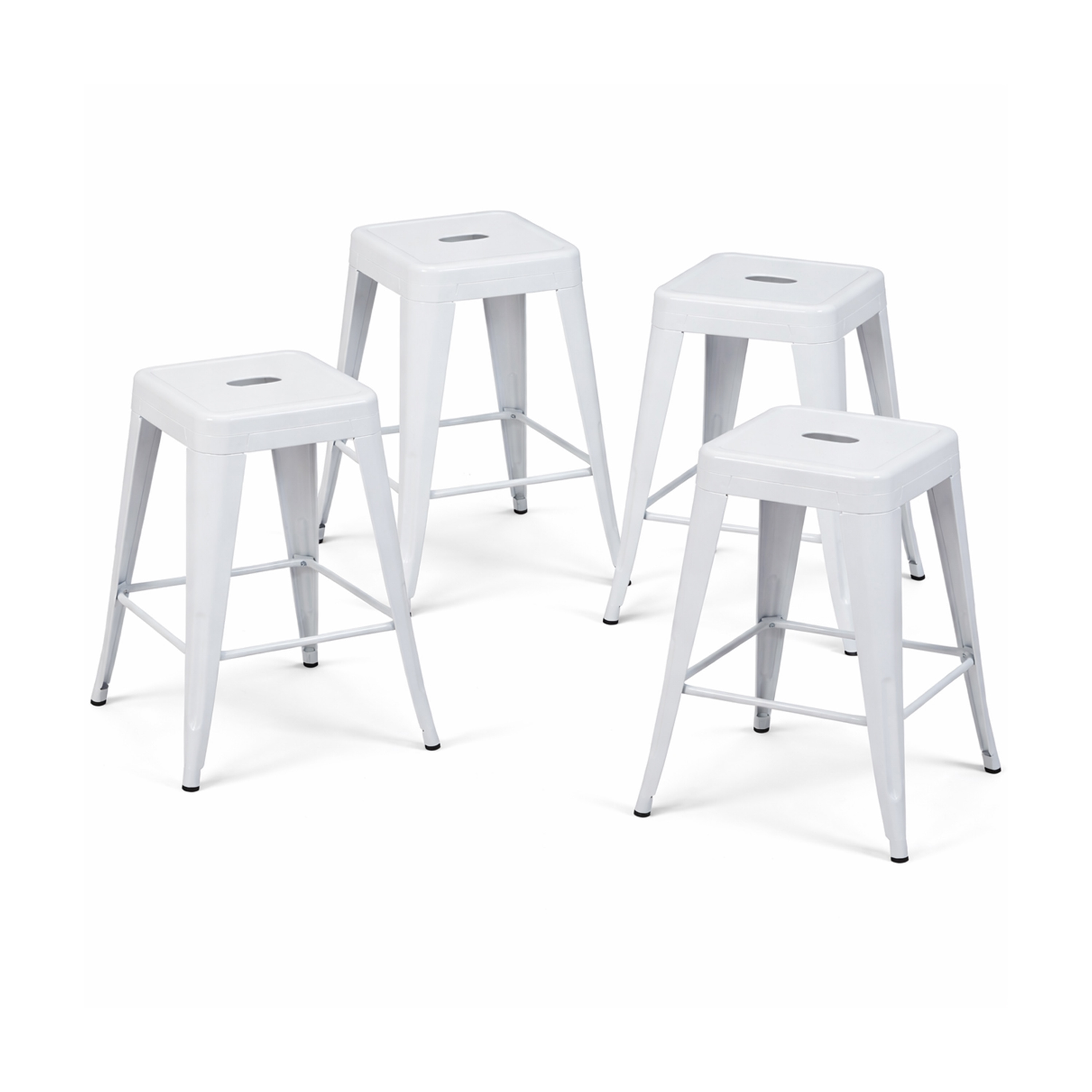 AC Pacific 24 Inch Industrial Stackable Metal Counter Stools Set of 4